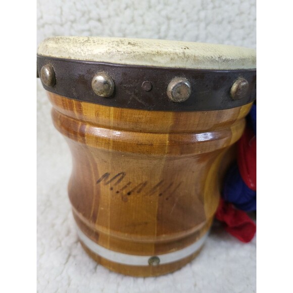 Vintage Double Connected Wooden Bongos Hand Drums Percussion Music Instrument - Picture 3 of 6